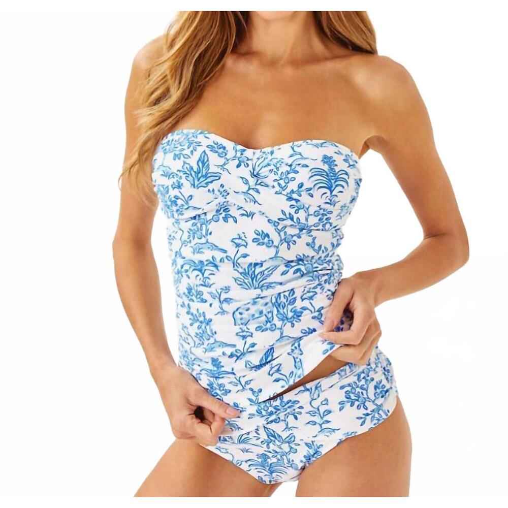 LILLY PULITZER lagoon sarong hipster bikini bottom in resort white/tall tale